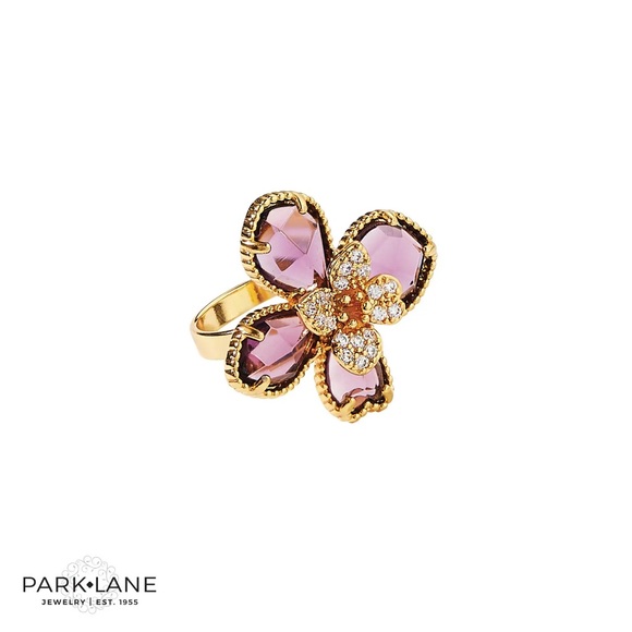 **FINAL $ DROP** Park Lane “Wisteria” Gold and Purple Floral Ring Sz 7 - Picture 6 of 7